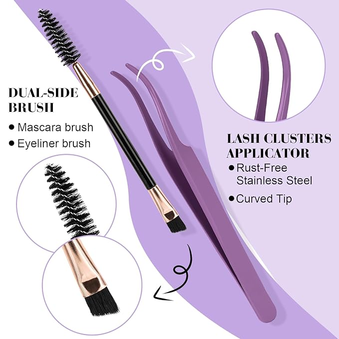 B&Q Lash Clusters Kit 280PCS Eyelash Clusters Kit,30D 50D C 9-16MIX Individual Lash Comfortable Eyelash Extension Set, Classic Look with Bond and Seal Waterproof, Remover DIY at Home(Set,30D+50D-C)