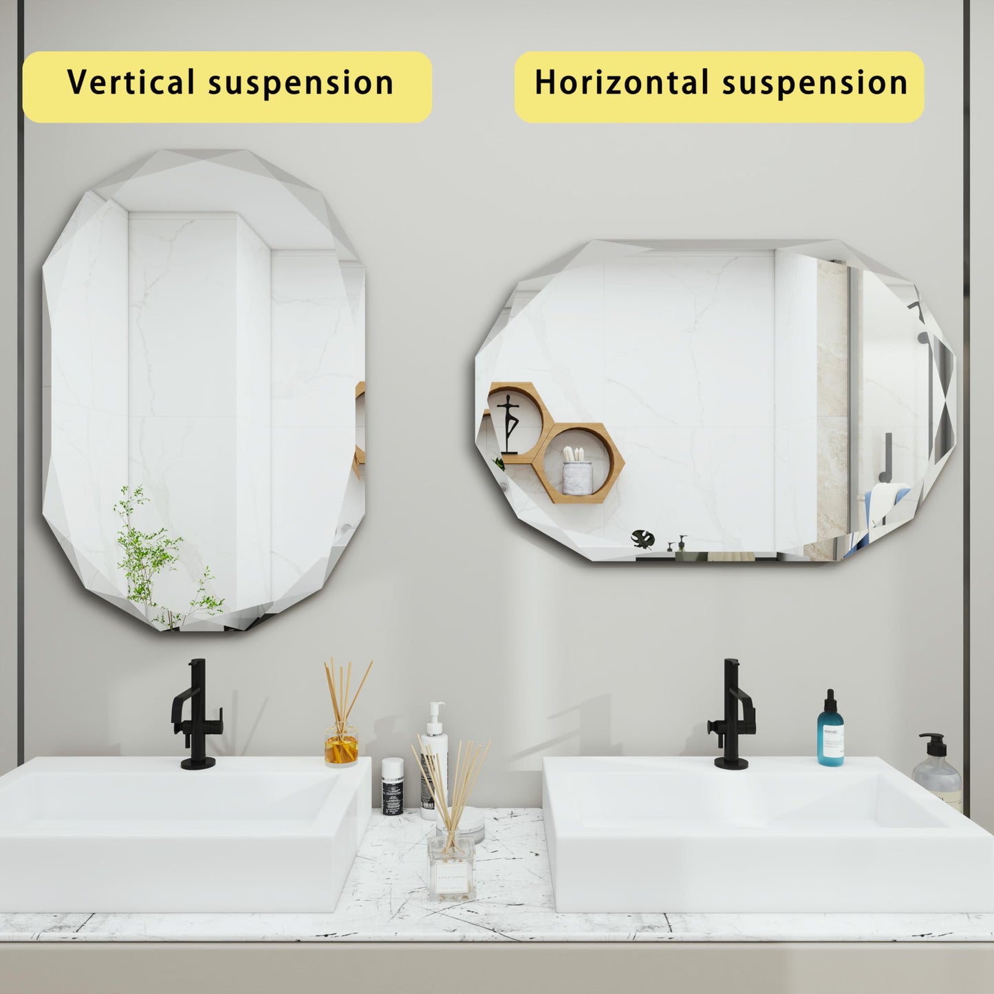 Beveled Bathroom Mirror, 30X42 Inch Single Beveled Edge Frameless, Beveled Edge Mirror，for Living Room Bedroom Entryway Mantel Hallway Decoration, Hang Horizontally or Vertically (30 * 42inch)