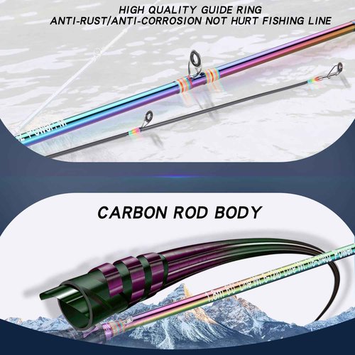 Souagyilang BaitCasting Fishing Rod Reel Combo,2 Pieces Medium Heavy Pole with Super Smooth Casting Gear Baitcster Combo (6.9ft Right Hand)