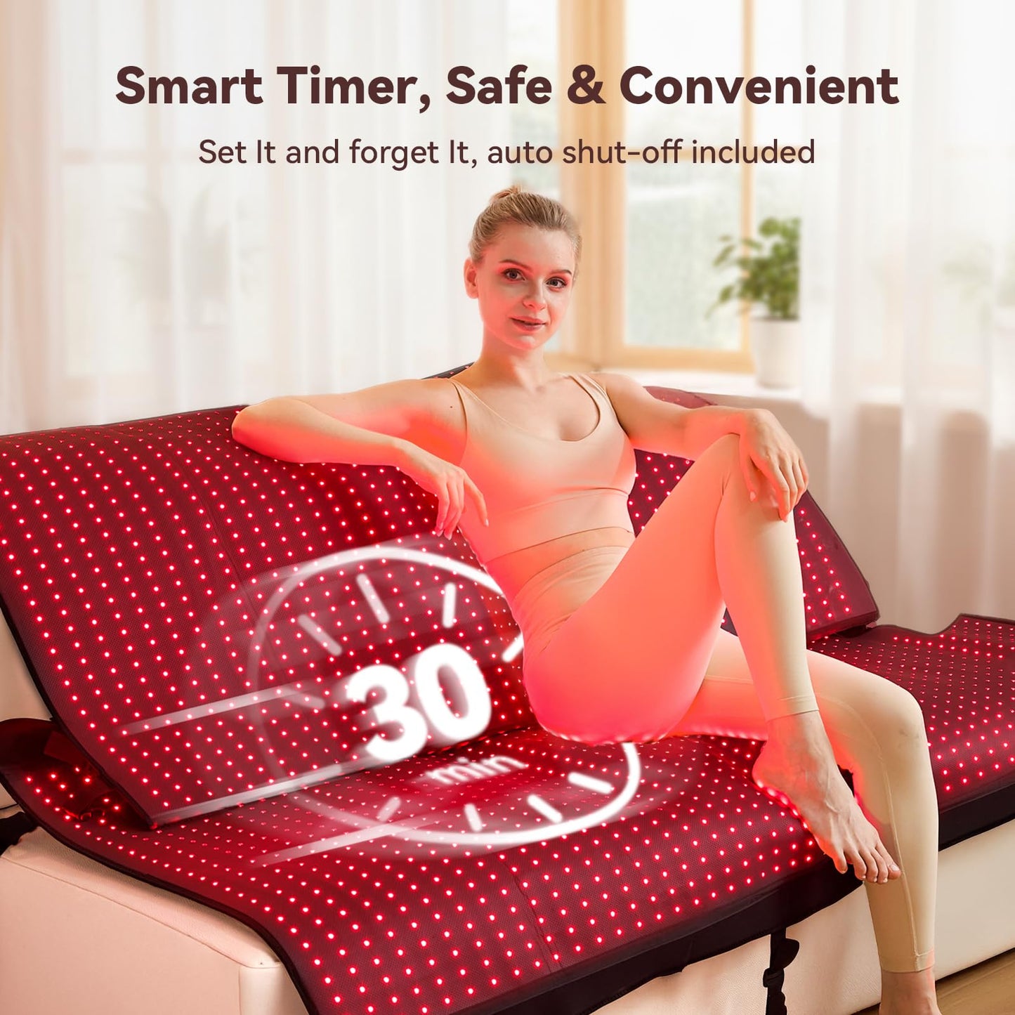 Extra Large Red Light Therapy Mat, High-Density LEDs Full Body Red Light Therapy, 660nm & 850nm Dual Wavelengths, Foldable Red Light Therapy Blanket with Timer,74.6" x 33.3"