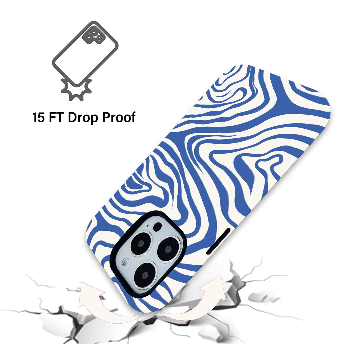 Zilkaifly For Iphone 12/12 Pro Case,Aesthetic Blue Ocean Wavy Design Phone Case For Woman,Cute Trendy Summer Phone Cases For Iph