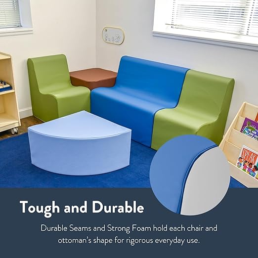 Children's Factory Versatile 3-in-1 FlexCube, Mix-and-Match Kids Chairs, Sofas, Corner Ottomans and Cubes, Foam-Filled and Water-Resistant, Flexible Seating for Classroom Elementary, Yellow Ottoman