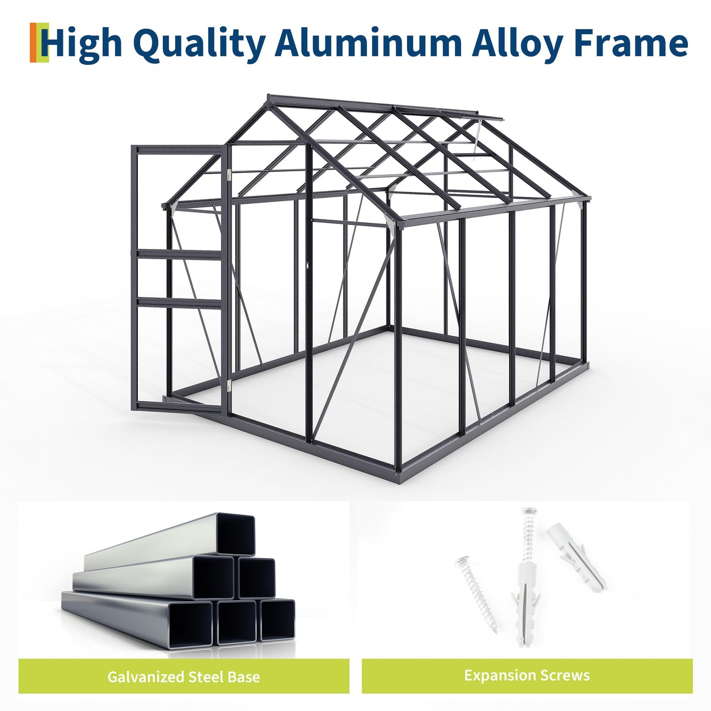 8x10FT Greenhouses for Outdoors,Heavy Duty Polycarbonate Greenhouse , Walk-in Aluminum Greenhouse Kit for Garden Backyard, Patio