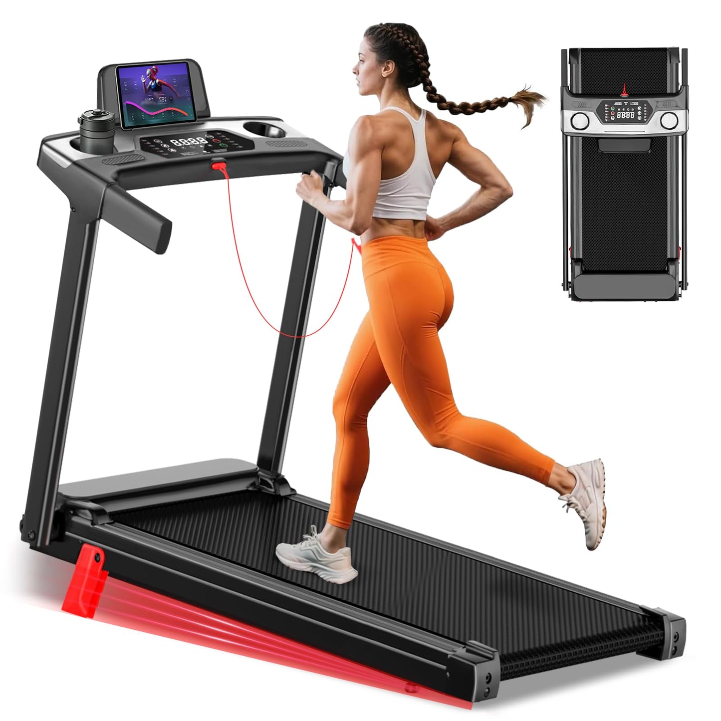 Foldable Treadmill for Home, 3-in-1 Walking Pad with 15% Incline Handle Bar, 300LBS Capacity, 3.0HP Quiet Brushless, Small Treadmills for Small Spaces FutureGlide