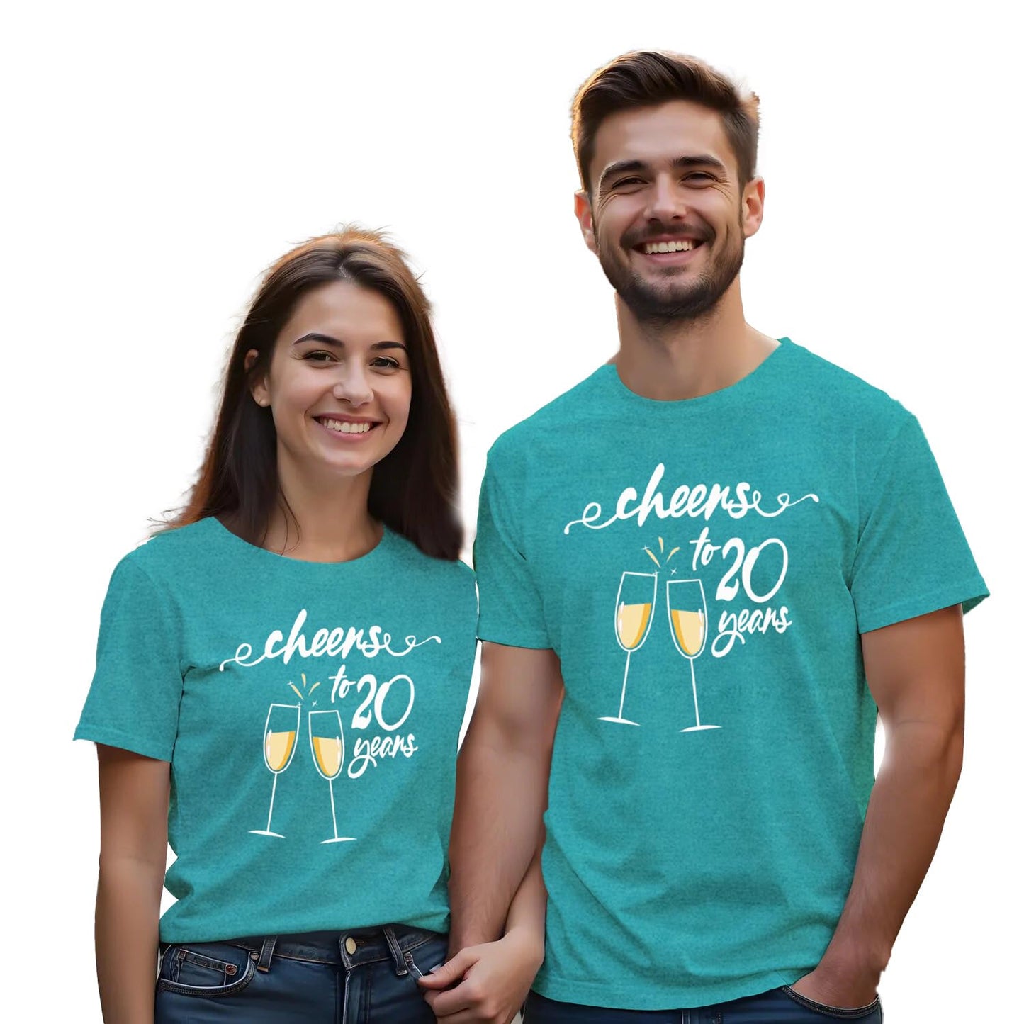SUWATOIN 20th Wedding Anniversary Matching Couple Shirts | China Wedding Gifts T-Shirt for Him & Her