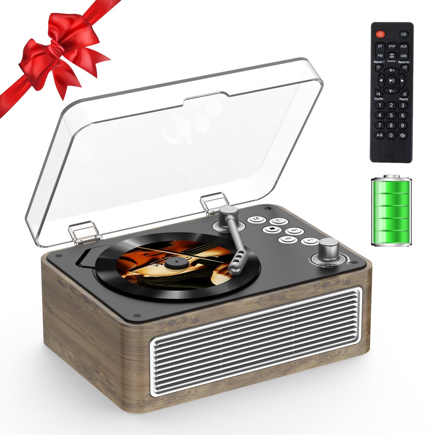 CD Player Portable Bluetooth: Kegaudio CD Players for Home with Speakers 3600mAh Rechargeable & Radio & Remote Control Vintage C