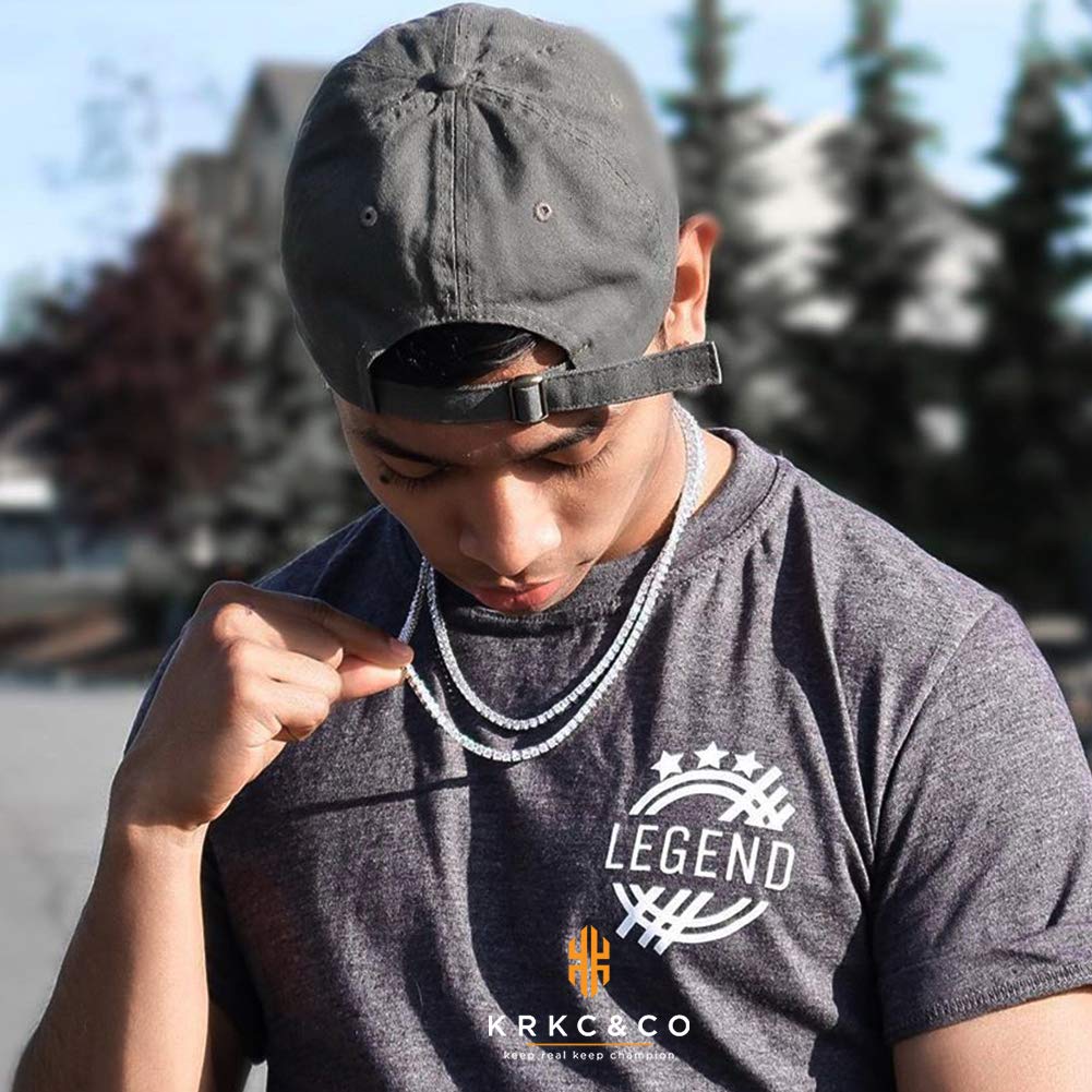 KRKC&CO Tennis Necklace Chain for Men, Luxury Anniversary Birthday Gift for Him, White Iced Out Prong-Setting 5A Cubic Zirconia Stones Hip Hop Rappers Jewelrys, 3mm 18in