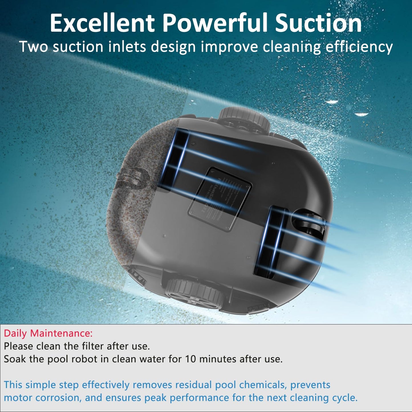 TCEUMIK 130 Mins Runtime Cordless Robotic Pool Cleaner Portable Lightweight Automatic Vacuum Self-Parking 5200mAH Fast Charging Powerful for Above-Ground Swimming Pool up to 861Sq.ft (White)