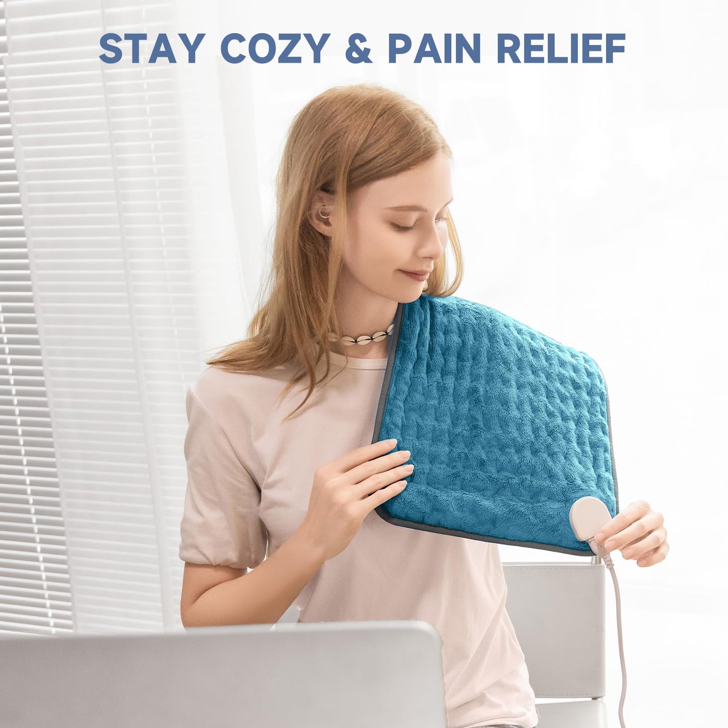 Electric Heating Pad for Back and Shoulder Pain Relief, Soft Heat Blanket with 6 Heat Levels & 4 Timers, Moist/Dry Heat, Auto Shut-Off, Washable Heat Pad, Ideal Gifts for Men & Dad