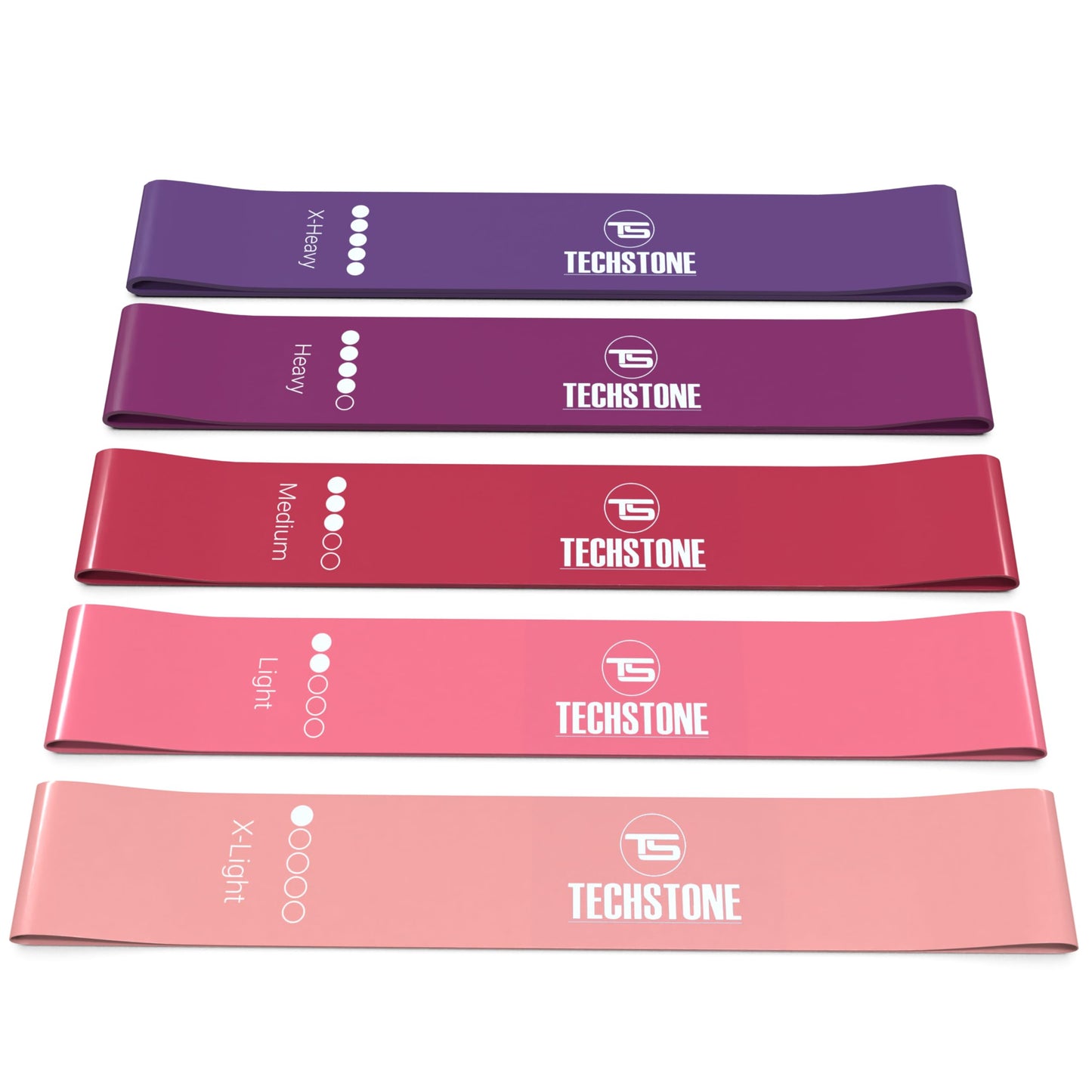 TechStone Resistance Bands Set for Men and Women, Pack of 5 Different Levels Elastic Band for Home Gym Long Exercise Workout – Great Fitness Equipment for Training, Yoga – Free Carrying Bag (Red)