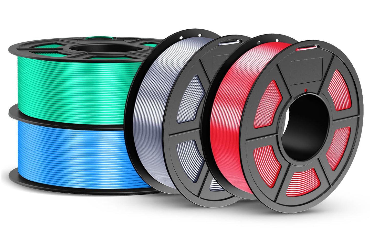 JAYO Silk PLA Filament Bundle 1.75mm 4.4KG, 4 Colors Metal-Like Shiny 3D Printer Filaments Dimensional Accuracy +/- 0.02mm, 4 Pa