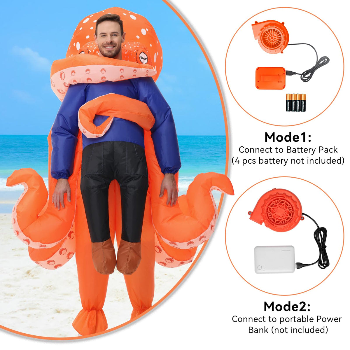 Searhmomo Inflatable Octopus Costume for Adult,Halloween Blow Up Octopus Costume,Funny Animal Inflatable Costume for Men Women Cosplay Party