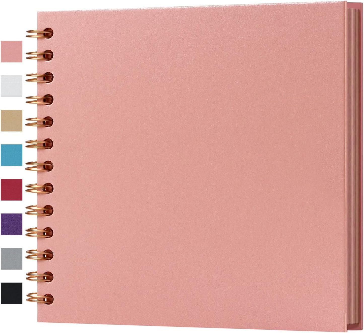 potricher 7 x 7 Inch DIY Scrapbook Album 40 Pages Hardcover Kraft Paper Scrap Book Photo Albums Memory Book for Wedding and Anniversary Family (Pink, 7 Inch)