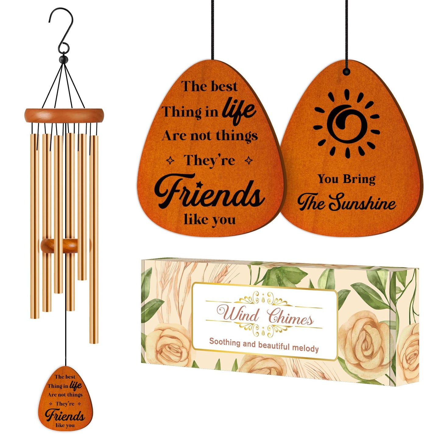Friendship Gifts for Women, Best Friend Birthday Gifts for Women, Friends, Bestie, Soul Sister, Female, Friend Gift Wind Chimes for Birthday, Thanksgving, Christmas, BFF Friendship Gift Ideas