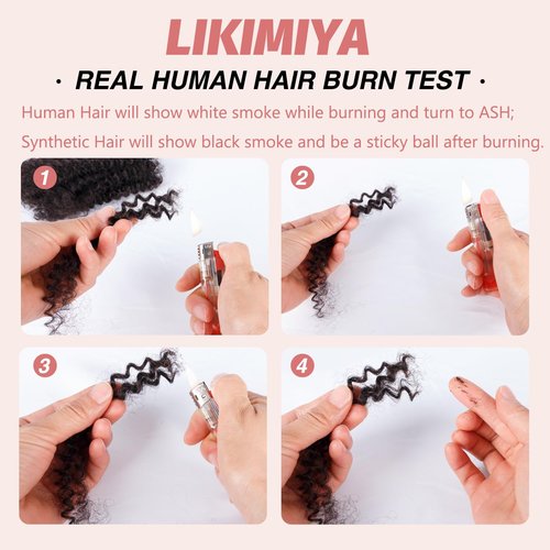 Afro Kinkys Bulk Human Hair for Braid Braiding Mini Twist Locs Dreadlock Extensions Afro Kinky-Curly Human Braiding Hair Bundles For Men Women Kids 14 Inch 4 Bulk 120g 1B Natural Black Easy to Install