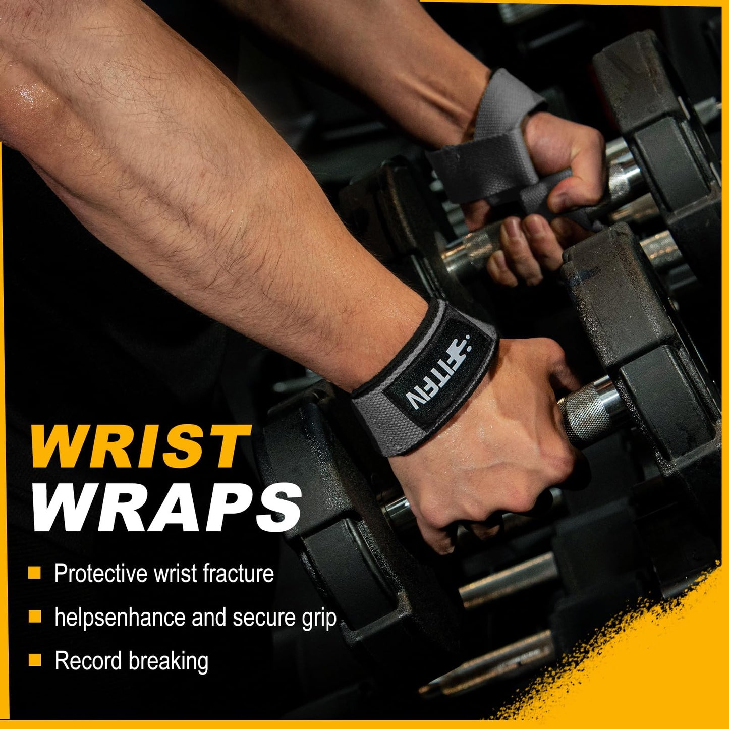 FITFIV Lifting Straps for Weightlifting, Lifting Wrist Straps for Gym Strength Training, Neoprene-padded Wrist Cushion - Men & Women