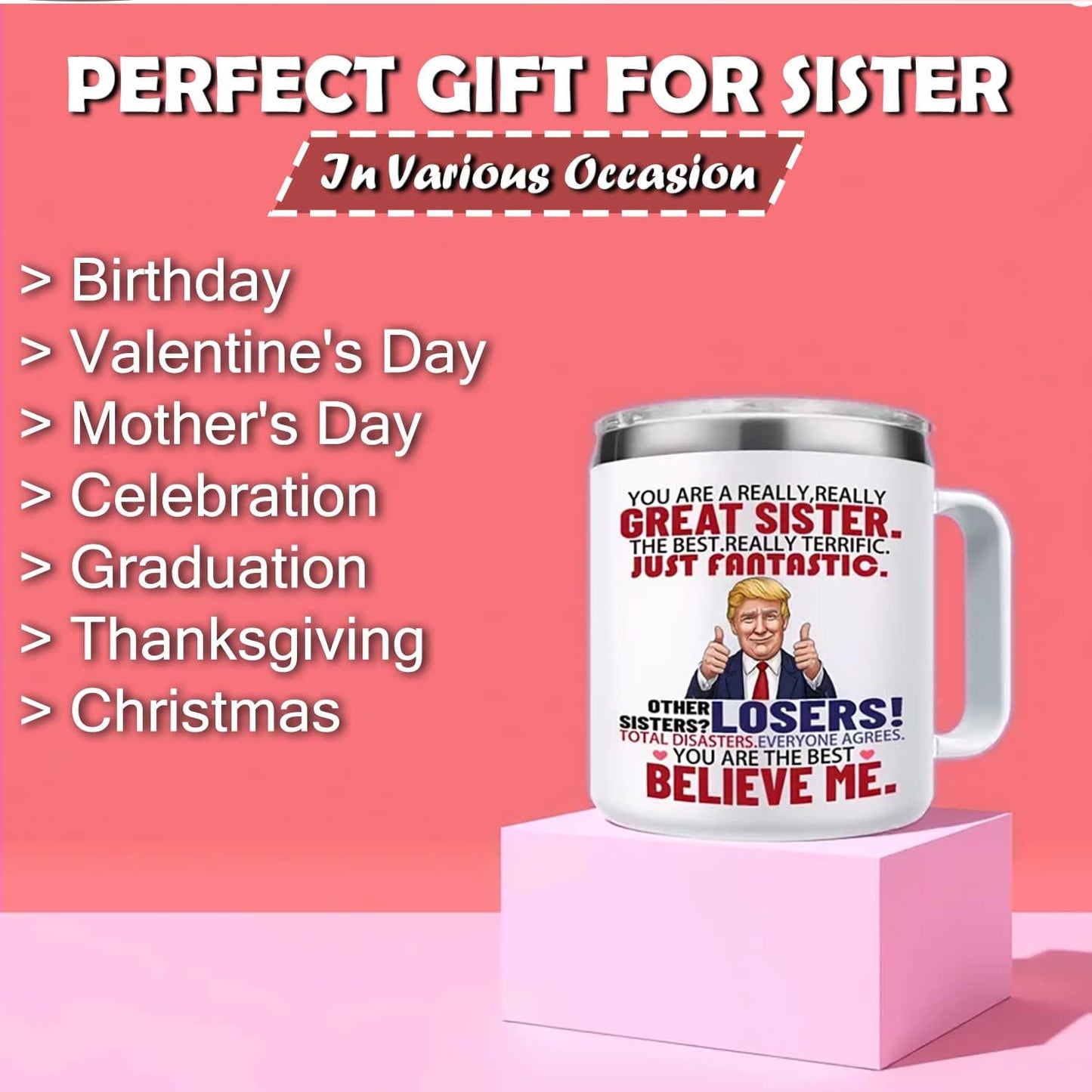 NIAEIAIE Funny Sister Gifts from Brother Adult-Best Birthday Gifts for Sister or In Law-You Are A Really Great Sis-Unique Present Idea for Birthday,Christmas (14 oz, Coffee mug)