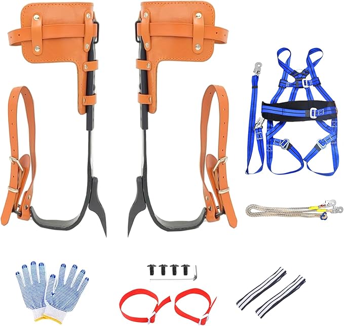 timiland Tree Climbing Spikes,Tree Climbing Gear Set,Adjustable Tree Climbing Gear,Tree Spurs for Climbing Trees,Tree Wor...