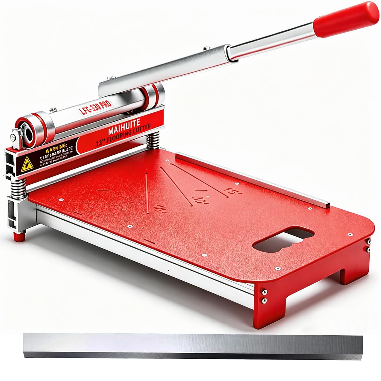 13“ Pro Vinyl Plank Cutter with Extra HSS Blade, Laminate Floor Cutter for Laminate Floor, Engineer Wood, LVP, LVT, VCT, SPC, WPC, Maximum cut to13 mm ! Simple Assembly, Quick Cutting