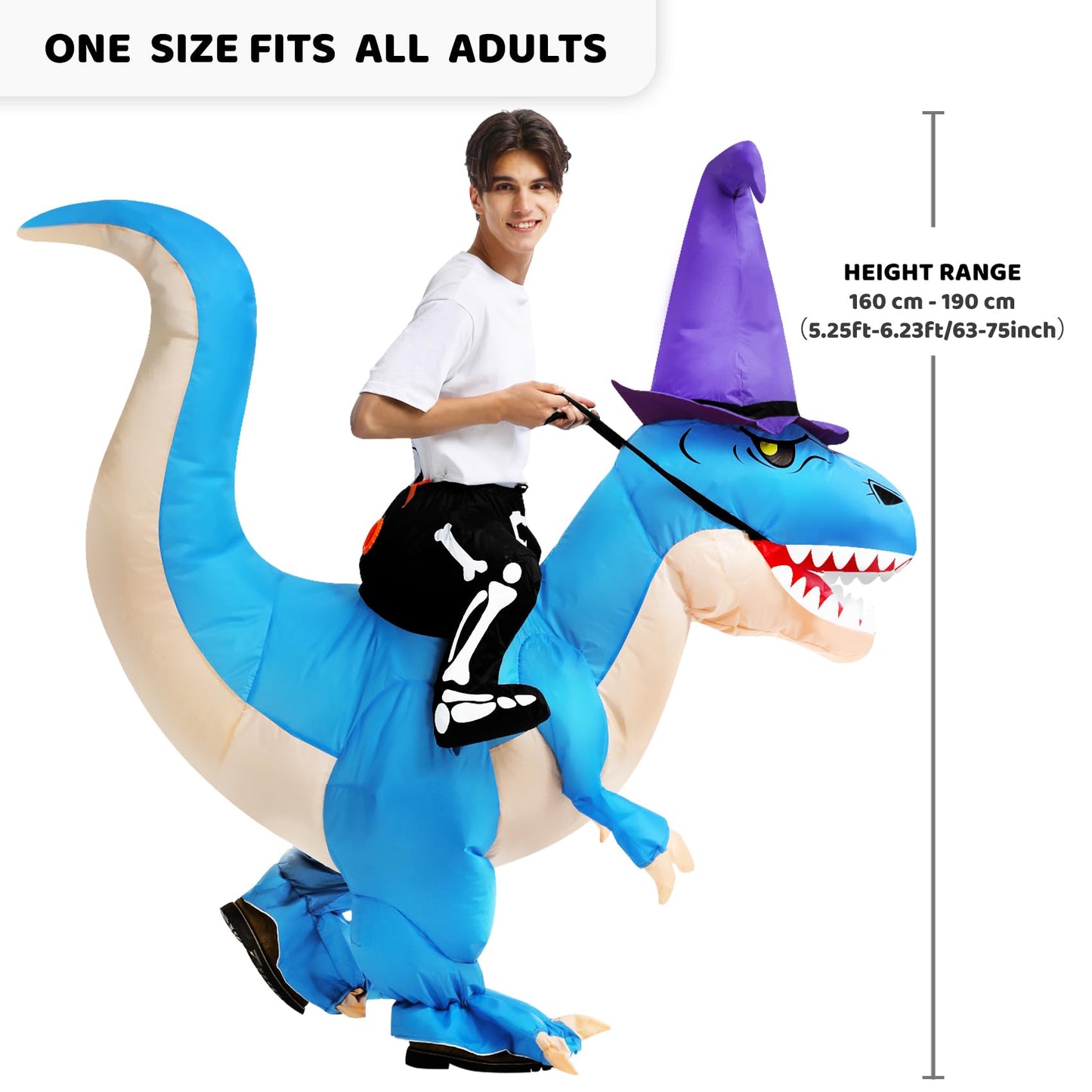 Max Fun Dinosaur Costume Adult - Inflatable Dinosaur Halloween Costume for Man Women | Fun Blow Up Dino Suit for Halloween Party Cosplay
