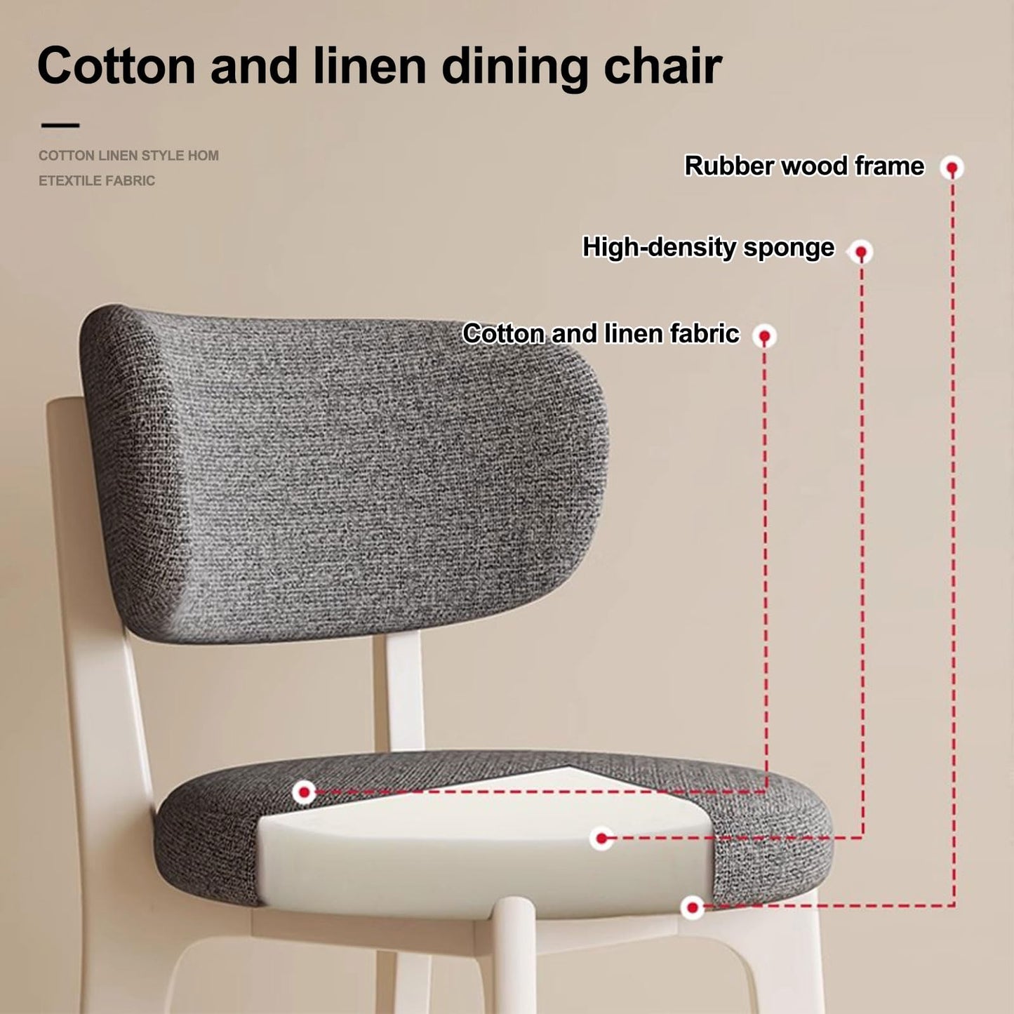 CADEHUB Walnut Dining Chairs, Arm Chairs Set of 2/4, Mid Century Modern Dining Set with Wooden Legs Dinning Chair for Kitchen, Living Room, Fabric Dining Chair (Walnut + Coffee, 2pcs)