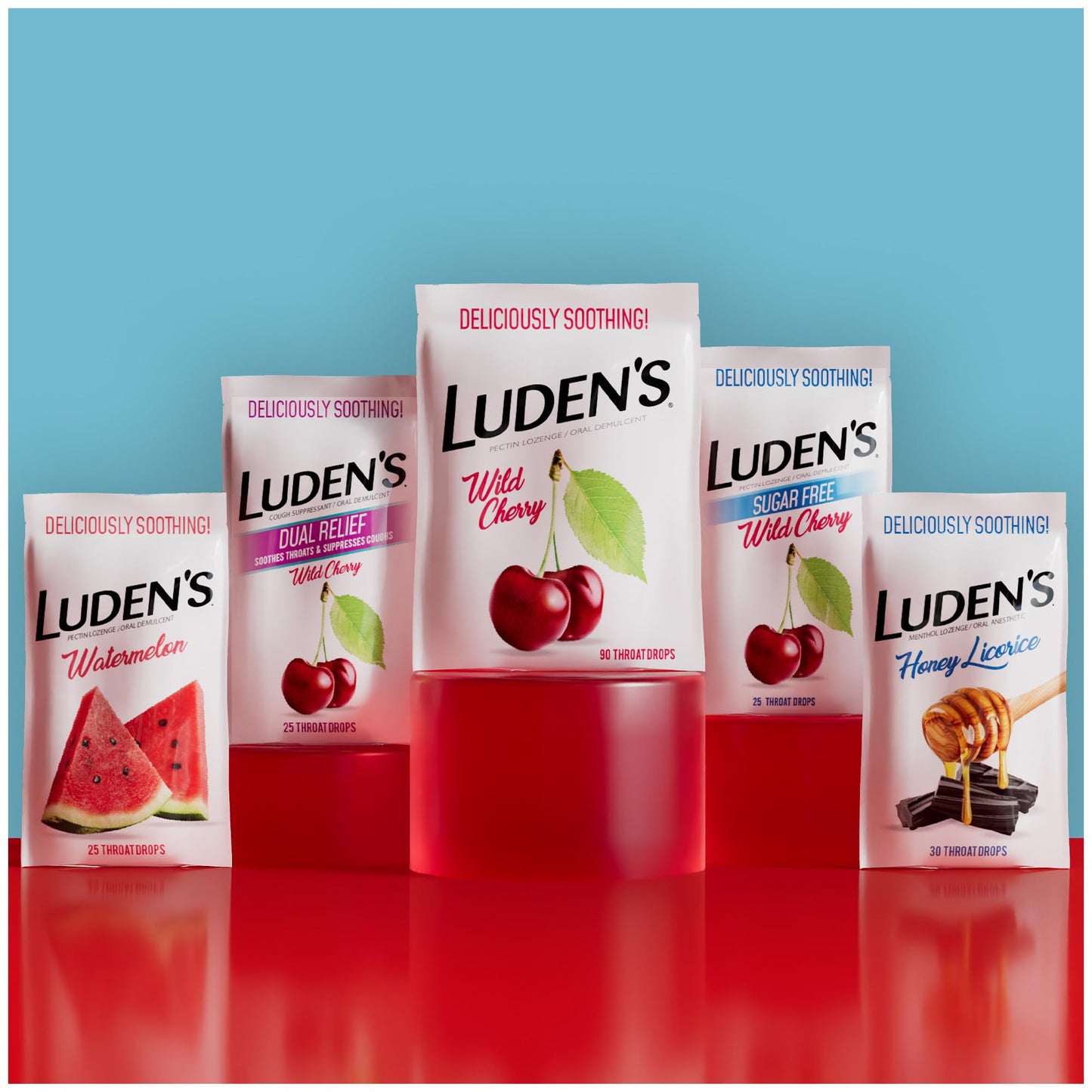 Ludens Sore Throat Drops, for Minor Sore Throat Relief, Sugar Free Wild Cherry, 75 Count (Pack of 4)