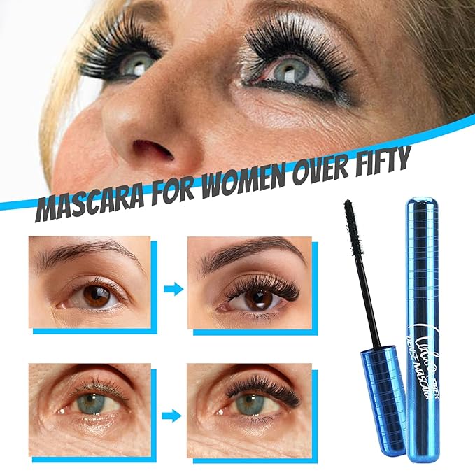 Mascara for Older Women 60 Plus, Mascara for Seniors with Thinning Lashes, Hypoallergenic Sensitive Eyes, Black Volume and Length, Waterproof Smudge Proof