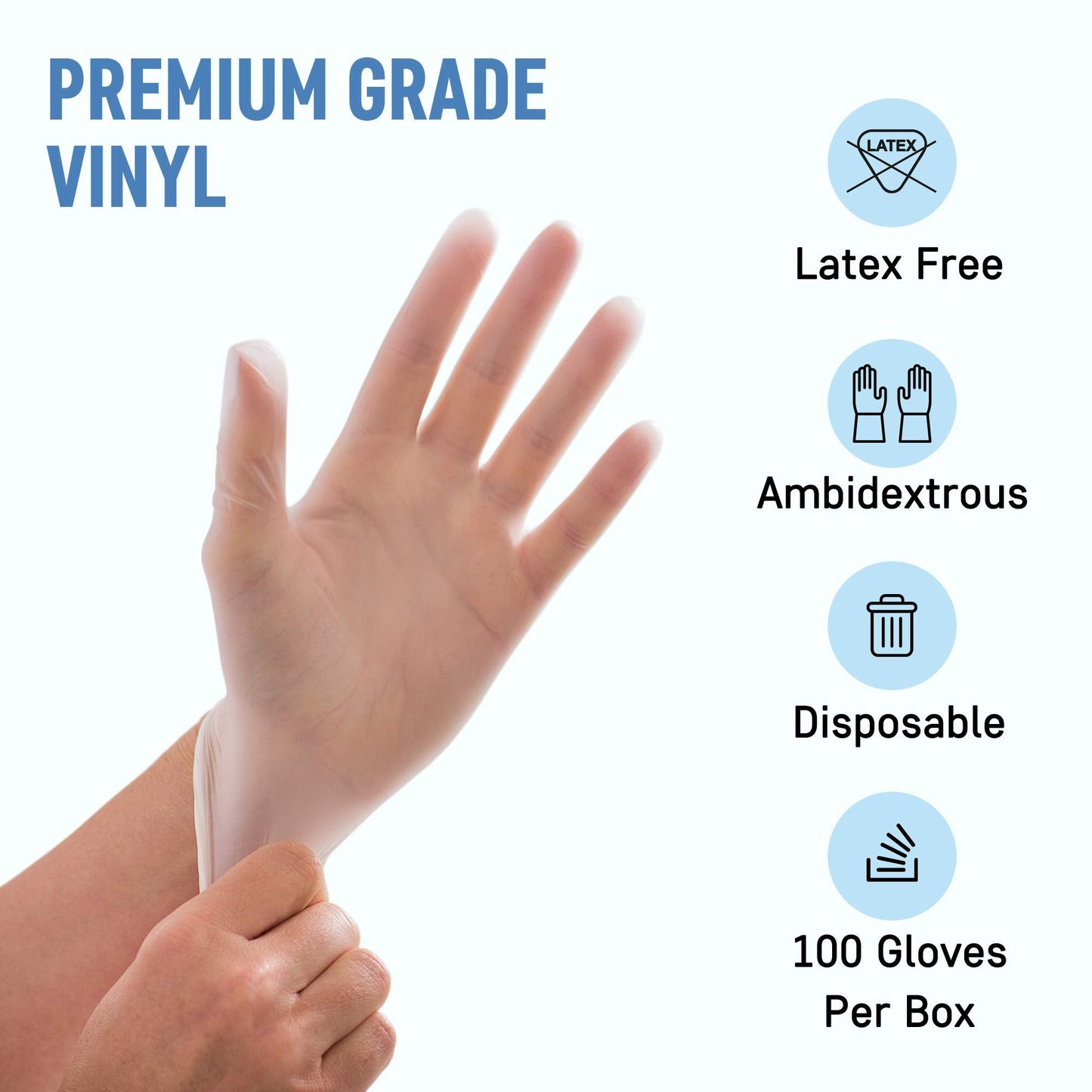 Dre Health Medium Clear Vinyl Medical Exam Gloves - Pack of 100