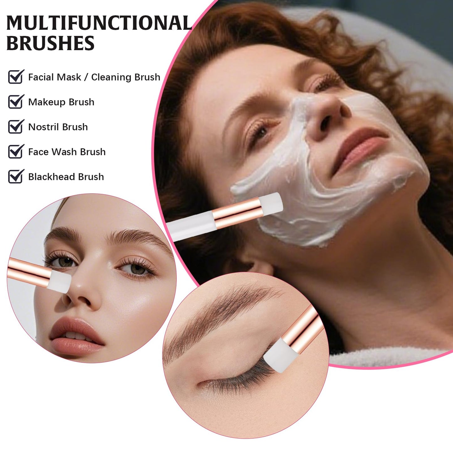 8 Pcs Lash Extension Cleanser Shampoo Brushes, Peel Off Blackhead Brush Remover Tool,Nose Pore Deep Cleaning Brush For Eyelash E