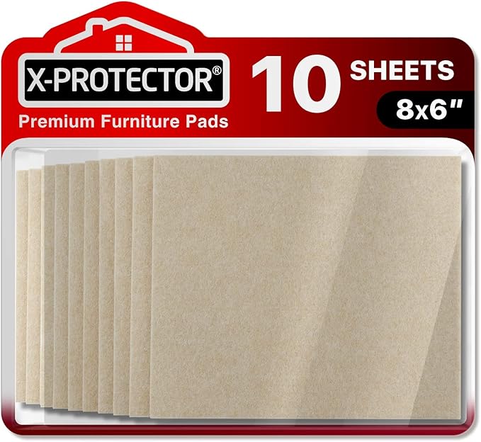 Felt Furniture Pads X-PROTECTOR 10 PCS - Premium 8” x 6” x 1/5” Heavy Duty Beige Felt Sheets! Cut Large Furniture Pads to The Size You Need - The Best Felt Floor Protectors for Any Hard Floor!
