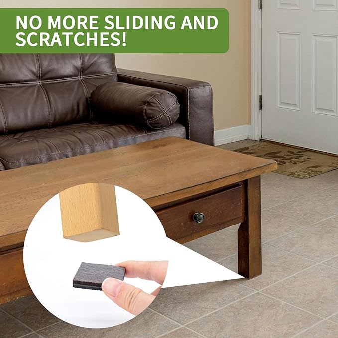 COVERCORNER Non Slip Furniture Pads 16 PCS 2 1/2'' Square - Anti Slip Furniture Pads - Self Adhesive Rubber Feet Furniture Feet - Chair Leg Floor Protectors - Keep Furniture in Place