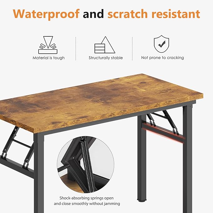 DlandHome Computer Desk, 59.8Inch Office Desk Computer Table, Study Writing Study Desk for Home Office, Retro + Black Leg