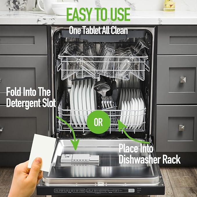YCUO Dishwasher Detergent Sheets 100 Loads,Eco Friendly Dishwasher Detergent Plastic-Free Washer Sheets Alternative(Green Apple)