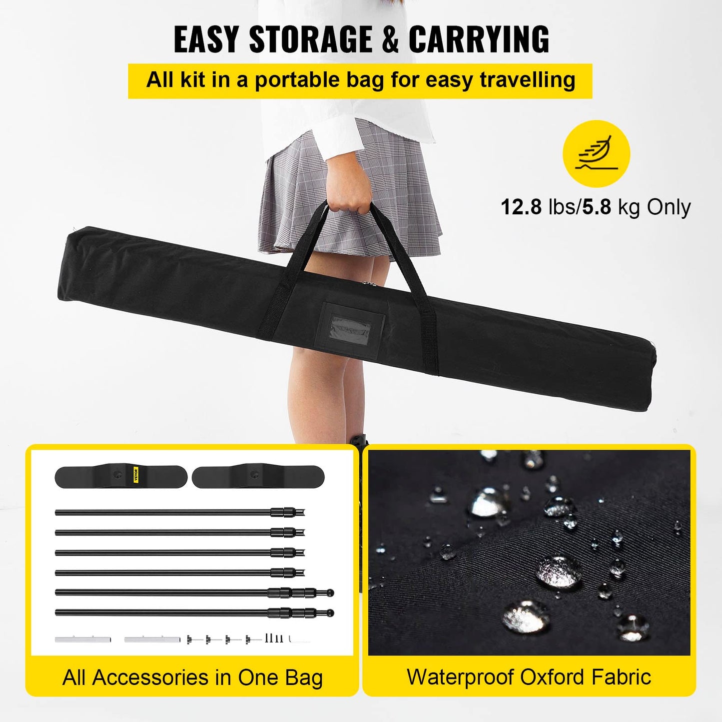 VEVOR Backdrop Banner Stand 8 x 8 Ft Adjustable Height Background Stand Backdrop with 1 Carrying Bag, Backdrop Stand for Parties Wedding Photo Booth Trade Show