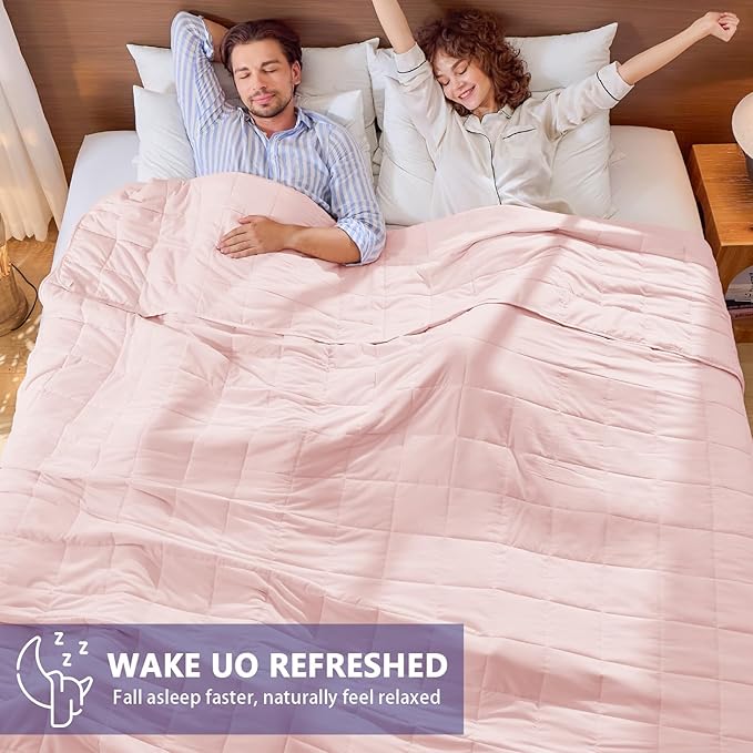 yescool King Size Weighted Blanket for Adults (20 lbs, 80” x 87”, Pink) Cooling Heavy Blanket for Sleeping Perfect for 190-210 lbs, Breathable Blanket for Adults & Couple All Season, Machine Washable