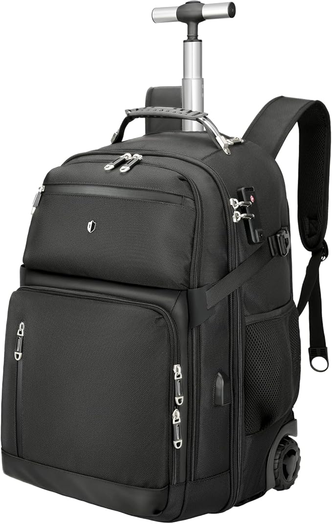 SWICKY RICOOI Backpack with wheels,rolling backpack carry on luggage with Anti-Theft,wheeled backpack for travel,Water-Res...