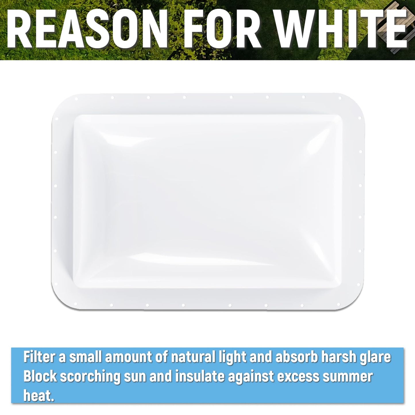 HECASA RV Skylight Replacement, 18" x 26" Camper RV Skylight Cover Fit 14" x 22" Shower Roof Openings for Camper Food Truck Motorhome Travel Trailer White