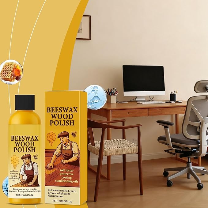Beeswax Wood Polish, Natural Dust Removal Formula, 120ml, Wood Furniture Cleaner, Floor Polish And Cleaner, Restores And Protects Surfaces, For Bedrooms, Living Rooms, Dining Areas, or Apartments