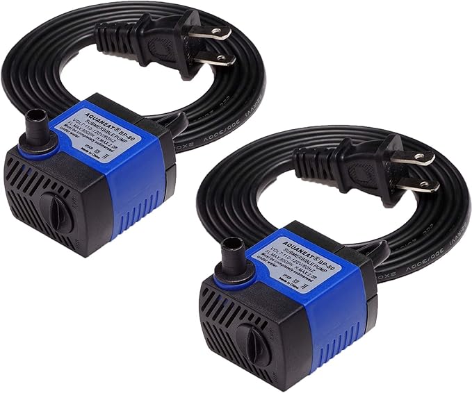 AQUANEAT 2-Pack Small Fountain Pump, 80GPH Submersible Water Pump for Aquarium Fish Tank, Outdoor Water Fountain, Hydropon...