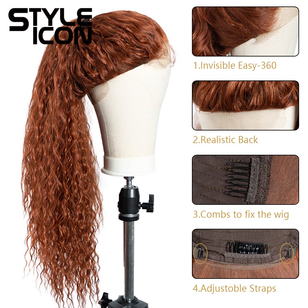 Style Icon 36 Easy-360 Lace Wigs 13x6 Free Part 13x6 Lace Frontal Wigs Super Long Curly Wig Synthetic Wig (36 Inches, 130T)