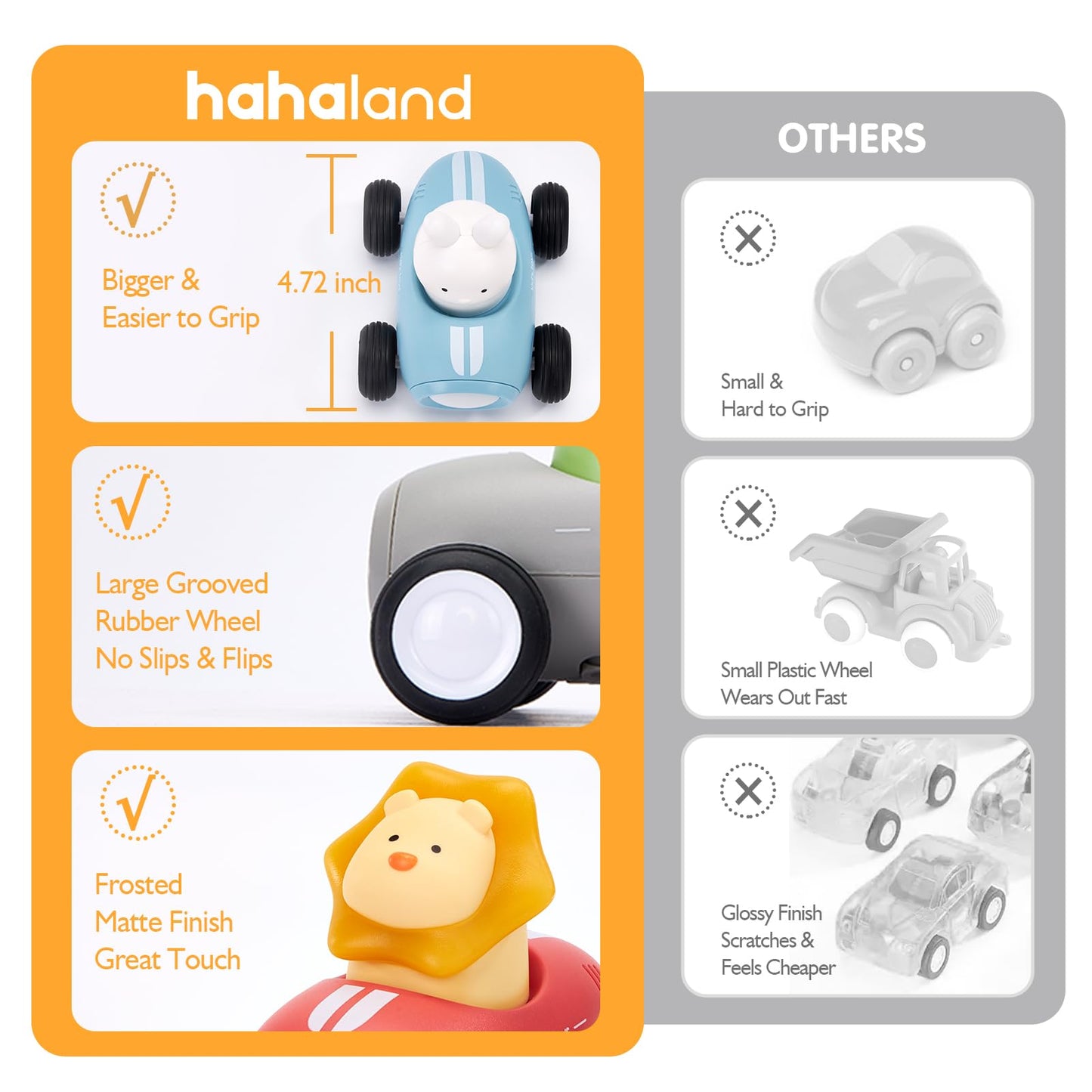 hahaland Push and Go Car Toys for Toddlers 1-3 Musical Light up Toys for 1 Year Old Boy Gifts, Push Car Crawling Baby Toys 12-18 Months One Year Old Birthday Christmas Baby Gifts for Boy Girls, 3 PCS