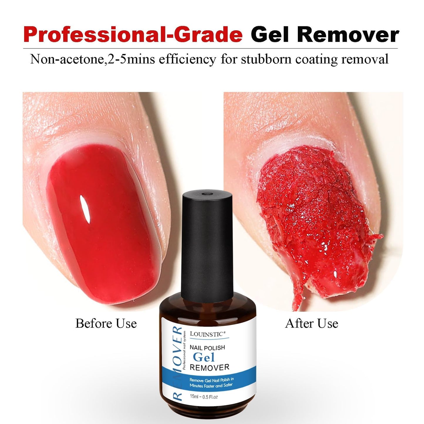 Gel Nail Polish Remover Kit - 2pcs (30ml) with Cuticle Pusher & Nail File - Fast & Gentle Gel Remover for Nails, No Soak or Foil