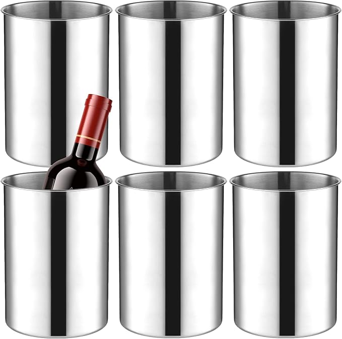 6 Pack Wine Chiller Bucket 750 ML Champagne Bucket Stainless Steel Wine Chillers for Bottles Keeps Cold for Hours Cooler I...