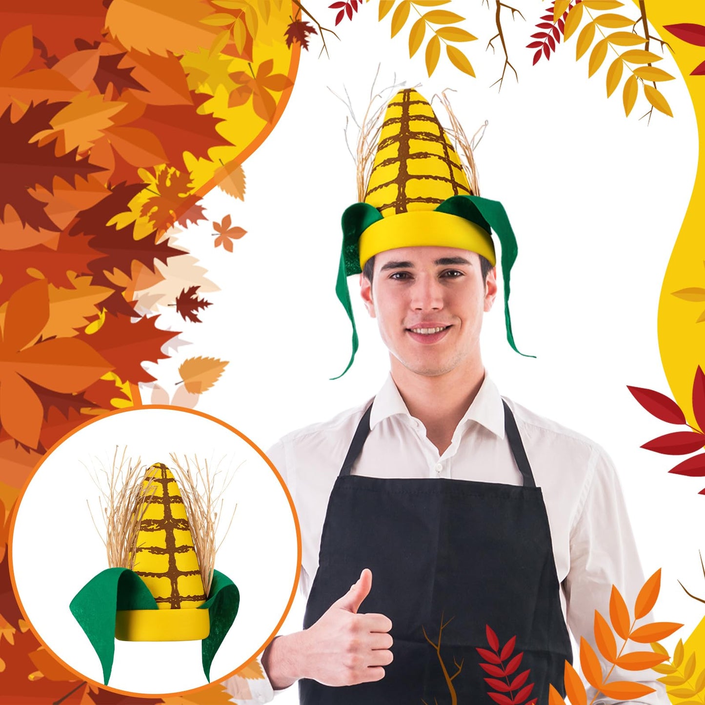 Berlune 4 Pcs Funny Corn Hats Corn Cob Hat for Thanksgiving Cosplay Party Accessories