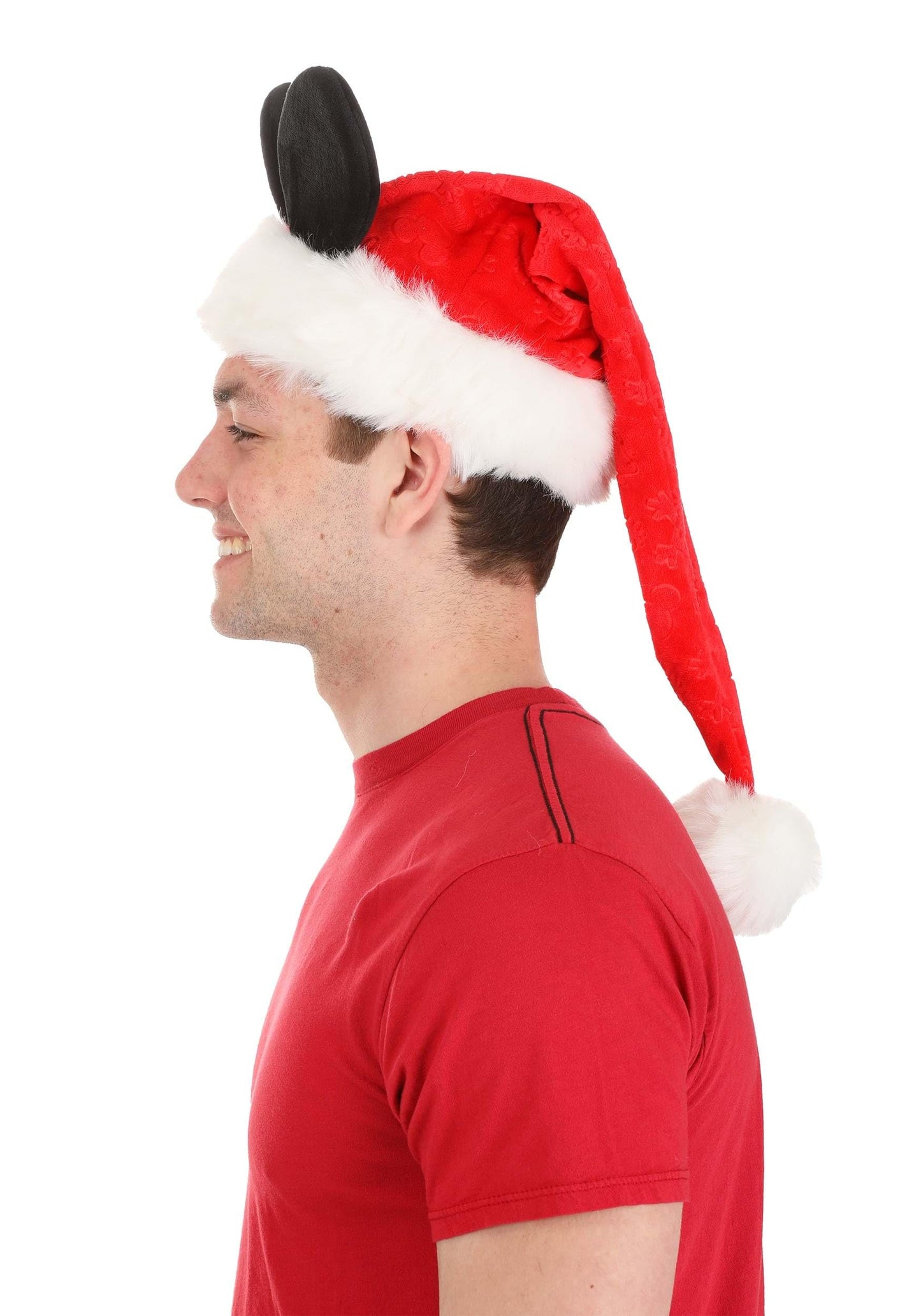 Fun Costumes Disney Mickey Mouse Santa Hat - Velour and Faux Fur with Mouse Ears - Standard - Red