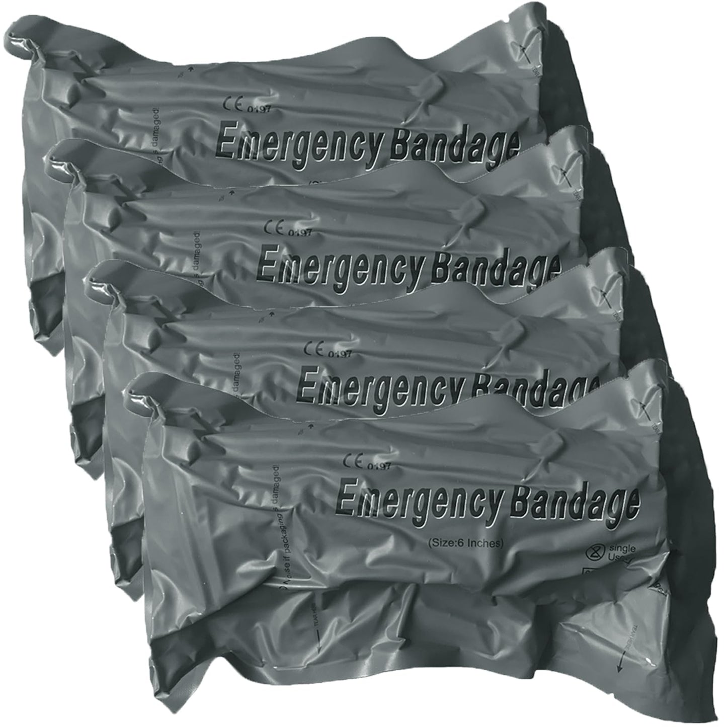 Israeli Emergency Bandage, 6" 4Pack Compression Bandage, Trauma Wound Dressing, Sterile Vacuum Sealed Packaging for Bleeding Control, Medical Trauma Kit, Combat Tactical First Aid IFAK Supplies