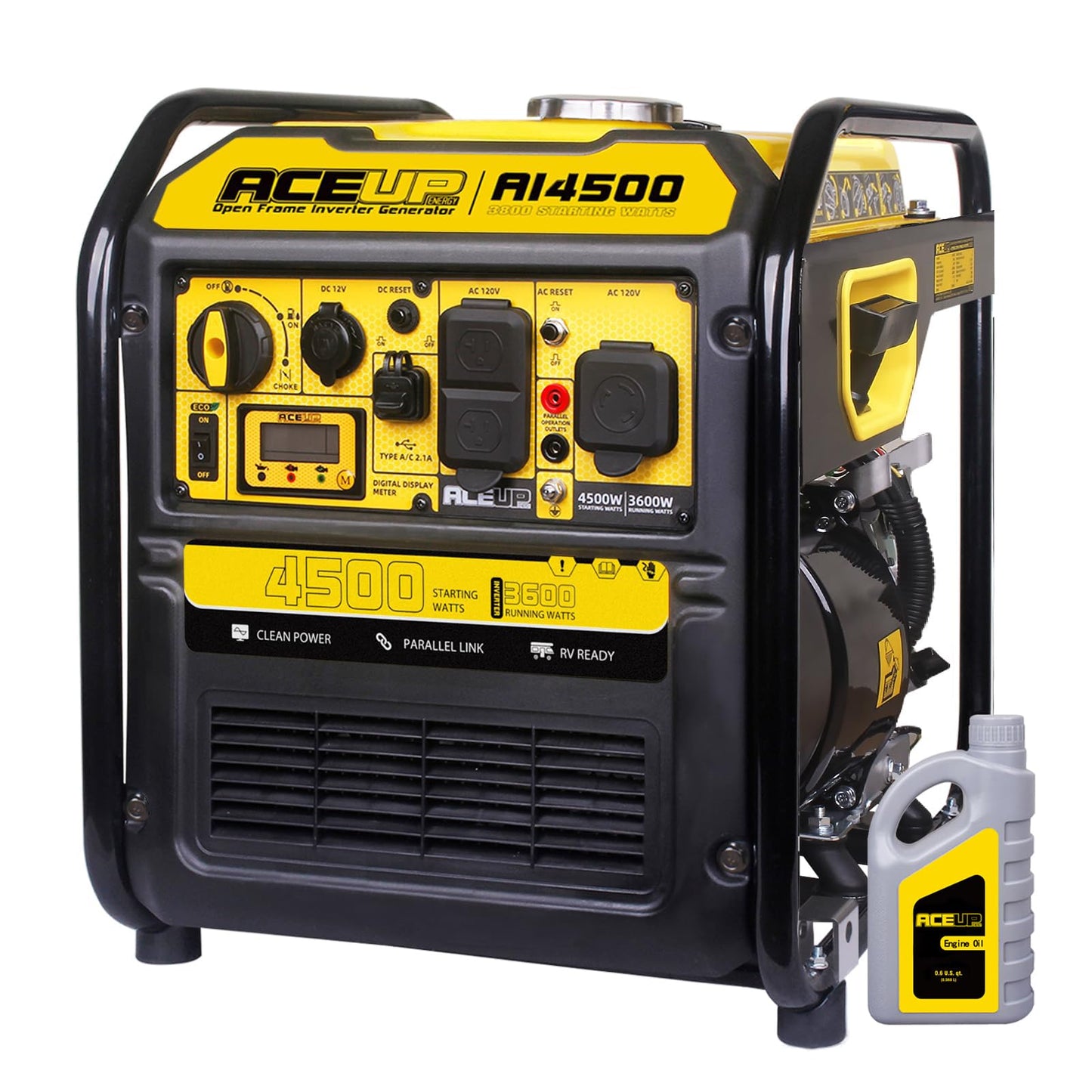 Aceup Energy 4500 Watt Inverter Generator 223Cc, Gas Powered Generator For Home Use, Camping, Epa Compliant