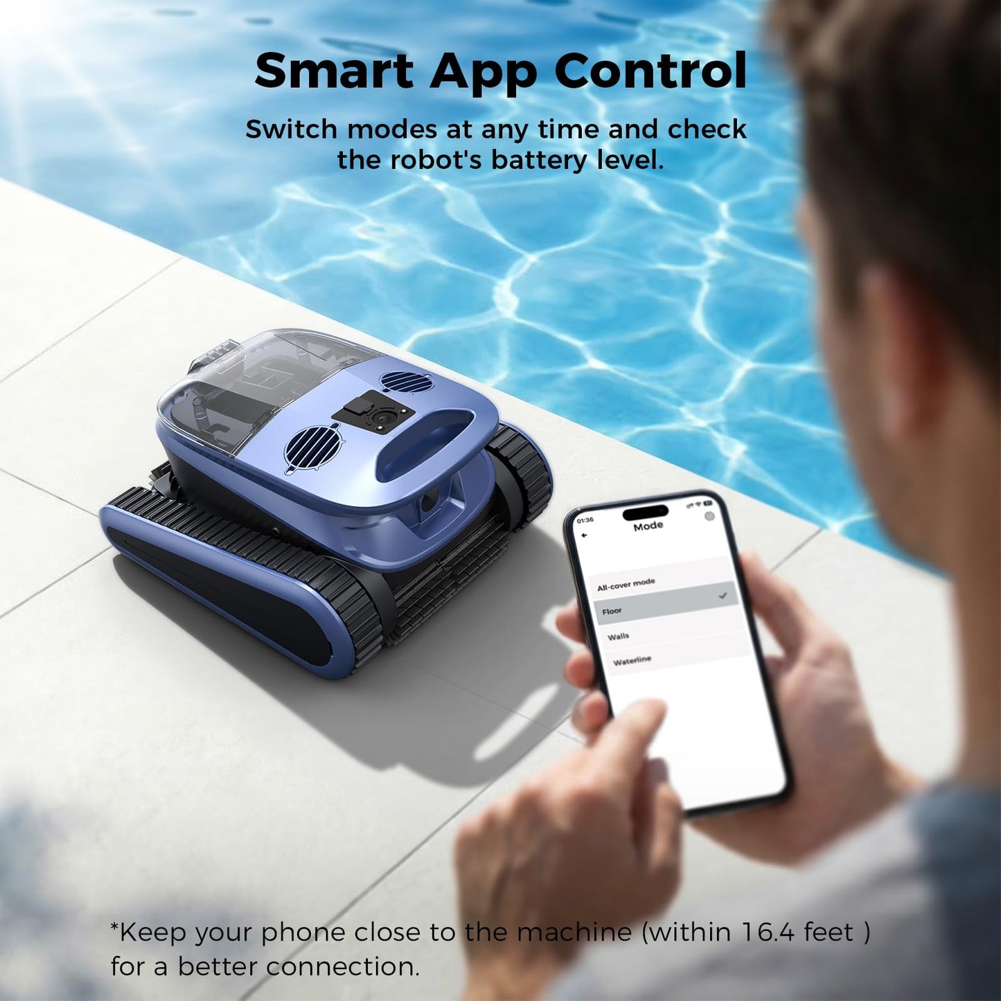 5600GPH Robotic Pool Cleaner,240Min Cordless Pool Vacuum for Inground Pools,3230 Sq.ft,2 Brushe&2 Motor,4-in-1 Wall&Waterline&Floor&Full Cover Cleaning,Smart Navigation,Dual Filtration