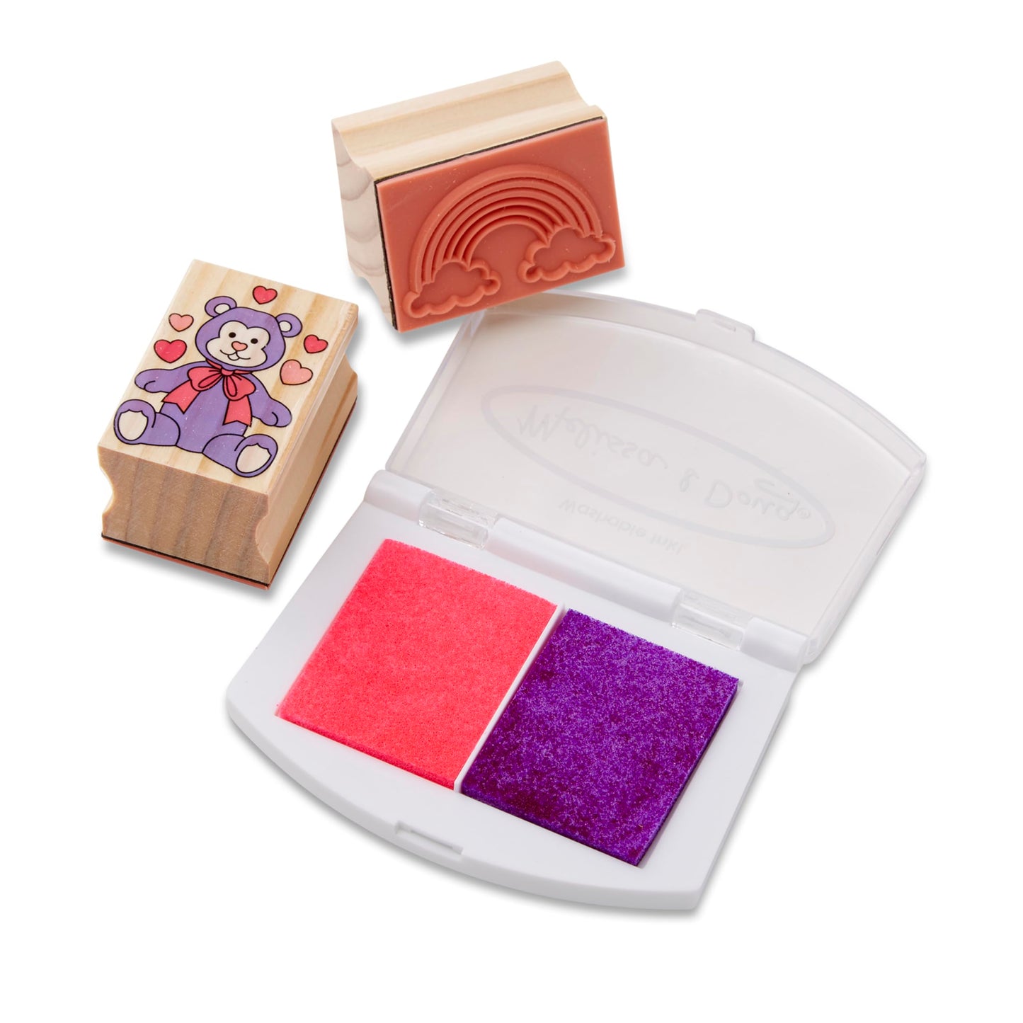 Melissa & Doug Wooden Stamp Set: Friendship - 9 Stamps, 5 Colored Pencils, and 2-Color Stamp Pad - FSC Certified