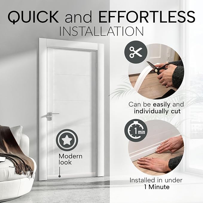 Vellure® door draft stoppers for bottom of door - NEW premium door sweep / door seal strip (save energy – installs quickly and easily) door weather stripping, ideal for keeping out cold (1x39" brown)